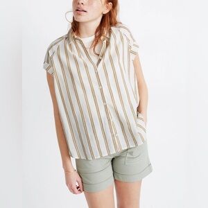 Madewell Central Shirt in Bronze Stripe - Size XS